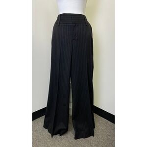 Alice + Olivia Employed Black Pinstripe Wide Leg Trousers Pants 12 B